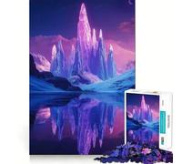 Puzzle de 1000 pièces représentant Un Paysage de Montagnes en Cristal néon pour Adultes, Un Jeu de réflexion Stimulant et Relaxant, Un Joli Cadeau (38x26cm)