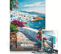 Puzzle de 1000 pièces représentant Un Paysage de Mykonos, en Grèce, pour Adolescents Un Jeu de réflexion Intelligent, Facile à Monter et à Ranger, avec des découpes précises, Un (38x26cm)