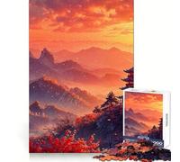 Puzzle de 1000 pièces représentant Un Paysage de pagode au Coucher du Soleil idéal pour Les Adolescents Jeu de réflexion Stimulant à Faire à la Maison Décoration de qualité supérieure Cadeau de Noël
