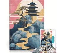 Puzzle de 1000 pièces représentant Un Paysage de pagodes japonaises, Jeu éducatif, activités Amusantes à la Maison, Cadeau d'anniversaire et Cadeau Unique 38x26cm