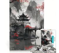 Puzzle de 1000 pièces représentant Un Paysage de pagodes japonaises, Jouet Anti-Stress pour Toute la Famille, avec des pièces de Formes aléatoires Parfaitement emboîtables 50x75cm