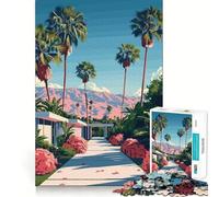 Puzzle de 1000 pièces représentant Un Paysage de Palm Springs avec des Montagnes Roses, idéal pour Adultes Jeu de logique raffiné, détente et Finitions soignées Pièce d'art (38x26cm)