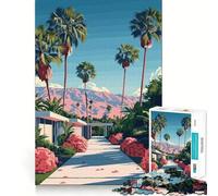 Puzzle de 1000 pièces représentant Un Paysage de Palm Springs avec des Montagnes Roses, idéal pour Adultes Jeu de logique raffiné, détente et Plaisir Bords Nets Pièce d'art (50x75cm)