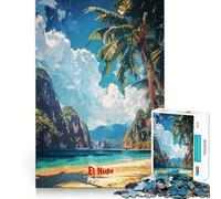 Puzzle de 1000 pièces représentant Un Paysage de Plage d'El Nido (Philippines), idéal pour Les Adolescents Marque Wise Think Toy Modèle Gentle Leisure Tight Cut (50x75cm)