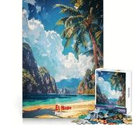 Puzzle de 1000 pièces représentant Un Paysage de Plage d'El Nido, Philippines, pour Adolescents Un Jeu Stimulant pour Le Cerveau, Un Cadeau saisonnier idéal pour Un Moment de sérénité (38x52cm)