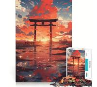 Puzzle de 1000 pièces représentant Un Paysage de Porte Torii, Style Anime, pour Adultes et Adolescents Jeu de réflexion, Loisirs et décoration Murale aux Bords précis 38x26cm