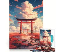 Puzzle de 1000 pièces représentant Un Paysage de Porte Torii, Style Anime, pour Adultes Jeu de logique mentale, Doux et Relaxant Découpe Ferme Liste de souhaits du Père Noël 38x26cm