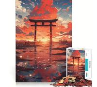 Puzzle de 1000 pièces représentant Un Paysage de Porte Torii, Style Anime, pour Adultes Jeu Intelligent et ludique, idéal pour renforcer Les Liens familiaux Bords Lisses Illustration 50x75cm