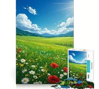 Puzzle de 1000 pièces représentant Un Paysage de Prairie Fleurie et éclatante,idéal pour Adultes Jeu Stimulant la réflexion,Structure à emboîtement précise,Facile à Apprendre pour Toute la Famille