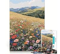 Puzzle de 1000 pièces représentant Un Paysage de Prairie Fleurie Jeu de réflexion Amusant Conception sans Espace Emboîtement Parfait pour Les réunions de Famille (38x52cm)