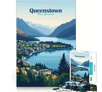 Puzzle de 1000 pièces représentant Un Paysage de Queenstown en Nouvelle-Zélande pour Adolescents Ce Puzzle améliore la mémoire Offre Une expérience relaxante et agréable Découpe Ferme