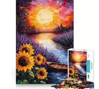 Puzzle de 1000 pièces représentant Un Paysage de rivière au Coucher du Soleil, idéal pour Les Adolescents Un Jeu Amusant et Simple pour stimuler Le Cerveau et Offrir Un Cadeau précieux 38x26cm