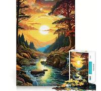 Puzzle de 1000 pièces représentant Un Paysage de rivière au Coucher du Soleil pixélisé idéal pour Les Adolescents Stimule la mémoire Moments de sérénité et Cadeau d'anniversaire de qualité supérieure