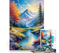 Puzzle de 1000 pièces représentant Un Paysage de rivière et de Montagne idéal pour Les Adolescents Un Jeu de réflexion Amusant et Facile à Monter avec des découpes précises Un Cadeau Exceptionnel