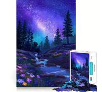 Puzzle de 1000 pièces représentant Un Paysage de rivière sous Un Ciel Nocturne, idéal pour Les Adolescents Jeu intellectuel, détente et Calme Découpe de qualité Cadeau de Saison (50x75cm)
