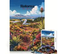 Puzzle de 1000 pièces représentant Un Paysage de Rotorua,en Nouvelle-Zélande Activité relaxante et stimulante Découpe Nette Cadeau de Noël (38x52cm)