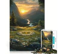 Puzzle de 1000 pièces représentant Un Paysage de vallée montagneuse avec Un Cercle de Pierres, idéal pour Les Adolescents Stimule la mémoire, se détend et s'amuse Un Cadeau Exquis (50x75cm)