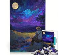 Puzzle de 1000 pièces représentant Un Paysage de veilleur Nocturne Jeu de réflexion activités familiales avec Poster et fiche de Questions-réponses Assortis 38x26cm