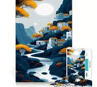 Puzzle de 1000 pièces représentant Un Paysage de Village de Montagne idéal pour Adultes Jeu de réflexion et de Concentration Calme et Amusant Bords serrés pour Les vœux du Père Noël