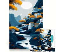 Puzzle de 1000 pièces représentant Un Paysage de Village de Montagne, idéal pour Les Adolescents développe la mémoire, se détend et s’Assemble sans Stress Un Cadeau touchant (38x26cm)