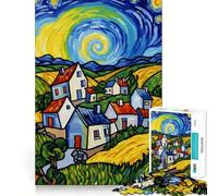 Puzzle de 1000 pièces représentant Un Paysage de Village stylisé, idéal pour Adultes et Adolescents Stimule la mémoire, léger et Relaxant Découpe Nette Un Cadeau Charmant 38x26cm