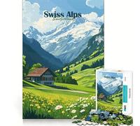 Puzzle de 1000 pièces représentant Un Paysage des Alpes suisses, idéal pour Adultes Ce Puzzle créatif et Stimulant Permet de se détendre et de Prendre du Plaisir à Assembler Les Images 38x52cm
