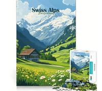 Puzzle de 1000 pièces représentant Un Paysage des Alpes suisses, idéal pour Adultes Un Jeu de réflexion Stimulant, Un Moment de détente et Un Cadeau mémorable 38x26cm