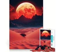 Puzzle de 1000 pièces représentant Un Paysage désertique Rouge avec Pleine Lune, idéal pour Les Adolescents Jeu de réflexion Relaxant, découpe soignée, Cadeau raffiné (50x75cm)