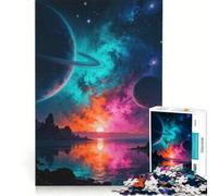 Puzzle de 1000 pièces représentant Un Paysage d'exoplanètes avec des planètes à Anneaux Jeu Manuel pour entraîner Votre Cerveau et Vos Mains avec des pièces de Formes aléatoires entièrement