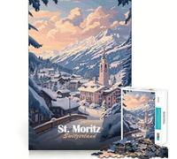 Puzzle de 1000 pièces représentant un paysage d'hiver à Saint-Moritz idéal pour les adolescents un jeu intelligent pour partager des moments de complicité Pièces de collection découpées avec précision