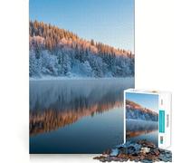 Puzzle de 1000 pièces représentant Un Paysage d'hiver avec lac et forêt Développez Votre mémoire ! Bords Lisses,Assemblage Parfait,Une activité ludique pour occuper Vos Moments de détente (50x75cm)