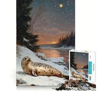 Puzzle de 1000 pièces représentant Un Paysage d'hiver avec Un Phoque, idéal pour Les Adolescents Améliore la mémoire, se détend et Offre Un Cadeau créatif aux Bords précis (38x26cm)
