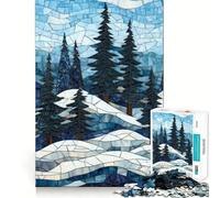 Puzzle de 1000 pièces représentant Un Paysage d'hiver en mosaïque de vitraux pour Adolescents Un Jeu de logique Transparent pour Un Divertissement paisible des découpes parfaites et Une agréable