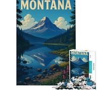 Puzzle de 1000 pièces représentant Un Paysage du Montana avec Montagnes et Lacs Activités Amusantes à Faire à la Maison mais Jeu Impossible drôle et Humoristique pour Les 14 Ans et Plus (38x52cm)