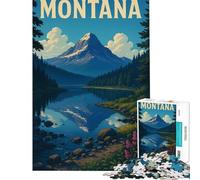 Puzzle de 1000 pièces représentant Un Paysage du Montana avec Montagnes et Lacs Défi éducatif Jeu Familial Stimulant Convient aux Personnes de 14 Ans et Plus (38x26cm)