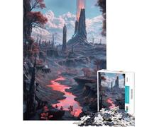 Puzzle de 1000 pièces représentant Un Paysage Fantastique avec Une rivière de Lave Un défi éducatif Amusant et Humoristique idéal comme décoration Murale pour Les Enfants de 14 Ans et Plus (50x75cm)