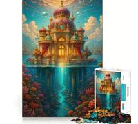 Puzzle de 1000 pièces représentant Un Paysage Fantastique de Palais sous-Marin,Jeu de mémorisation mentale de Haute précision,défi cérébral interactif pour la Maison (38x26cm)