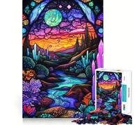 Puzzle de 1000 pièces représentant Un Paysage Fantastique en vitrail, idéal pour Les Adolescents Jeu de logique, Passe-Temps à la Maison, découpe précise, Cadeau de fête 38x26cm