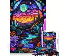 Puzzle de 1000 pièces représentant Un Paysage Fantastique en vitrail, idéal pour Les Adolescents Jeu de logique, Passe-Temps à la Maison, découpe précise, Cadeau de fête 38x26cm