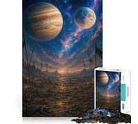 Puzzle de 1000 pièces représentant Un Paysage Fantastique Post-Bataille avec des planètes (38x26cm) pour Adultes Détente et Relaxation Idée Cadeau de Noël