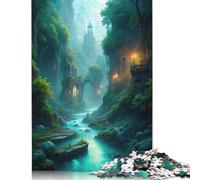 Puzzle de 1000 pièces représentant Un Paysage fluvial Mystique et Une Architecture Ancienne. Puzzle en Carton pour Adultes, Jeu éducatif et décoration intérieure. Dimensions : 38 x 26 cm.