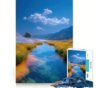 Puzzle de 1000 pièces représentant Un Paysage fluvial pittoresque avec des Fleurs Jaunes idéal pour Les Adolescents Marque Wise Think Toy Collection Gentle Leisure Tight Cut Liste de souhaits