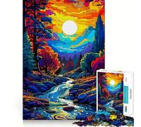Puzzle de 1000 pièces représentant Un Paysage fluvial Vibrant Jeu de mémoire Amusant,Bords Lisses,Assemblage Parfait,Une façon divertissante d'occuper Les Heures vides (38x26cm)
