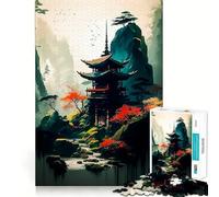 Puzzle de 1000 pièces représentant Un Paysage Japonais Ancien,idéal pour Adultes,Stimulant Mental grâce à sa découpe Laser pour Un Assemblage Parfait,Une activité ludique en Famille (38x52cm)