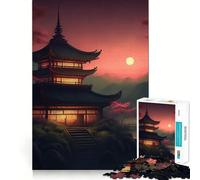 Puzzle de 1000 pièces représentant Un Paysage Japonais Ancien Jeu Stimulant Le Cerveau Ajustement Parfait Divertissement Confortable à l'intérieur pour Tous (38x26cm)