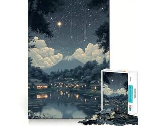 Puzzle de 1000 pièces représentant Un Paysage Japonais au crépuscule, idéal pour Adultes Un Jeu d'entraînement cérébral Relaxant et Amusant, Parfait comme Cadeau de Noël (38x52cm)