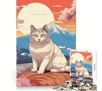Puzzle de 1000 pièces représentant Un Paysage Japonais avec des Chats Découpe Lisse et Amusante Idéal pour stimuler la mémoire et apaiser l'esprit Cadeau d'anniversaire (50x75cm)
