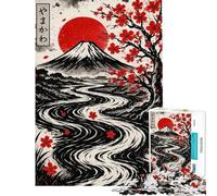 Puzzle de 1000 pièces représentant Un Paysage Japonais avec Montagnes et rivières Puzzle Difficile pour Adultes idéal pour stimuler Le Cerveau et Offrir en Cadeau de Noël ou d'anniversaire (38x52cm)