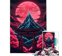 Puzzle de 1000 pièces représentant Un Paysage Japonais avec Une Porte Torii néon Sombre Puzzle de 1000 pièces pour la décoration intérieure mais Aussi Un Casse-tête Amusant et Humoristique (38x26cm)