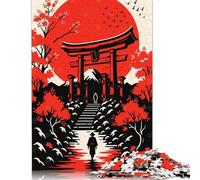 Puzzle de 1000 pièces représentant Un Paysage Japonais avec Une Porte Torii. Puzzle carré créatif en Papier pour Adultes. Idée Cadeau de Noël. 38 x 26 cm / 1000 pièces